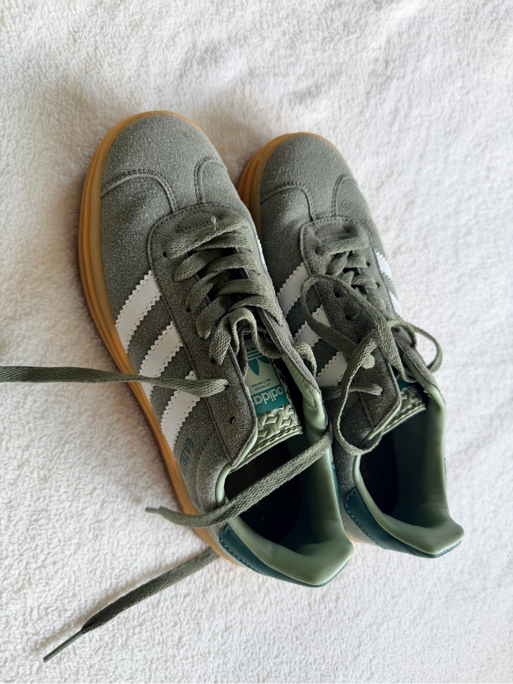 adidas Gazelle Bold Silver Green Gum Platform Sneakers Women’s 7.5 - Picture 3 of 8